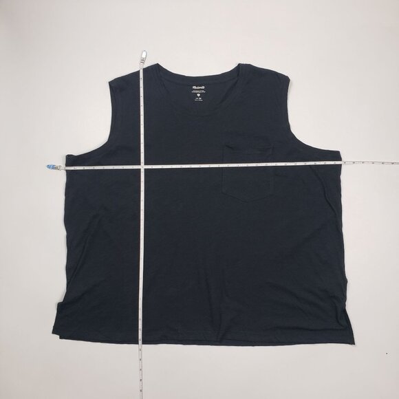 Madewell Plus Whisper Cotton Crewneck Pocket Muscle Tank True Black Women 3X NWT - Picture 3 of 16